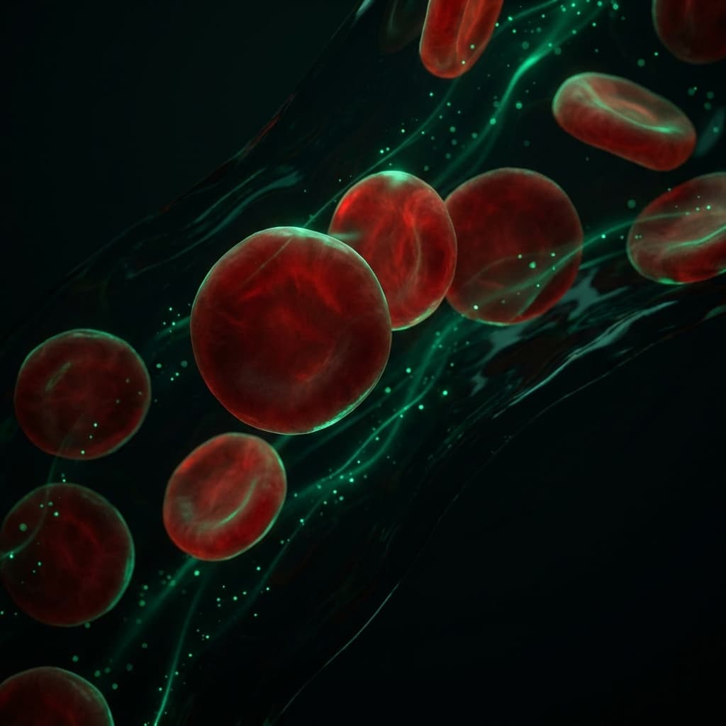 Blutzellen im Strom — Symbol für Eisenspeicher